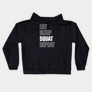 Eat Sleep Squat Repeat Gym Body Building Quote Kids Hoodie